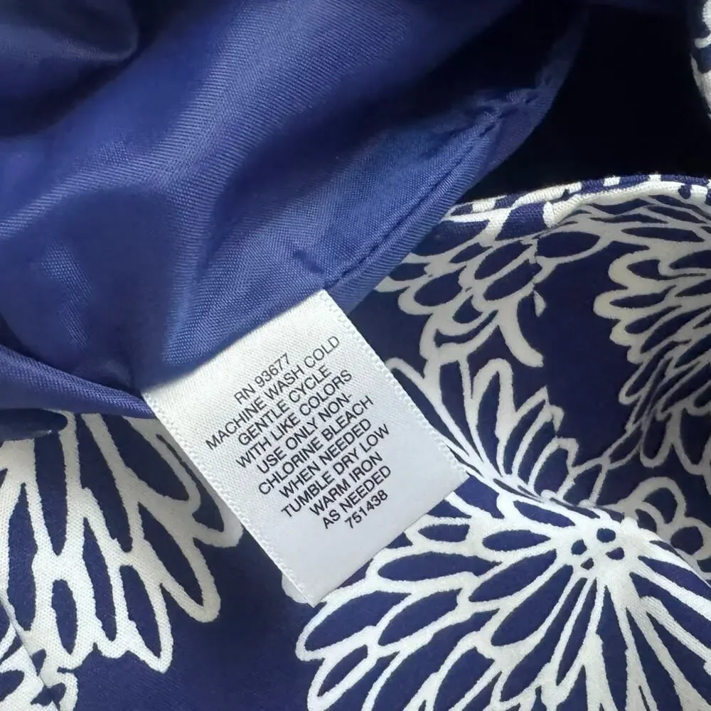 Liz Claiborne Size 6 Blue White Print Pencil Skirt Back Zipper Lined